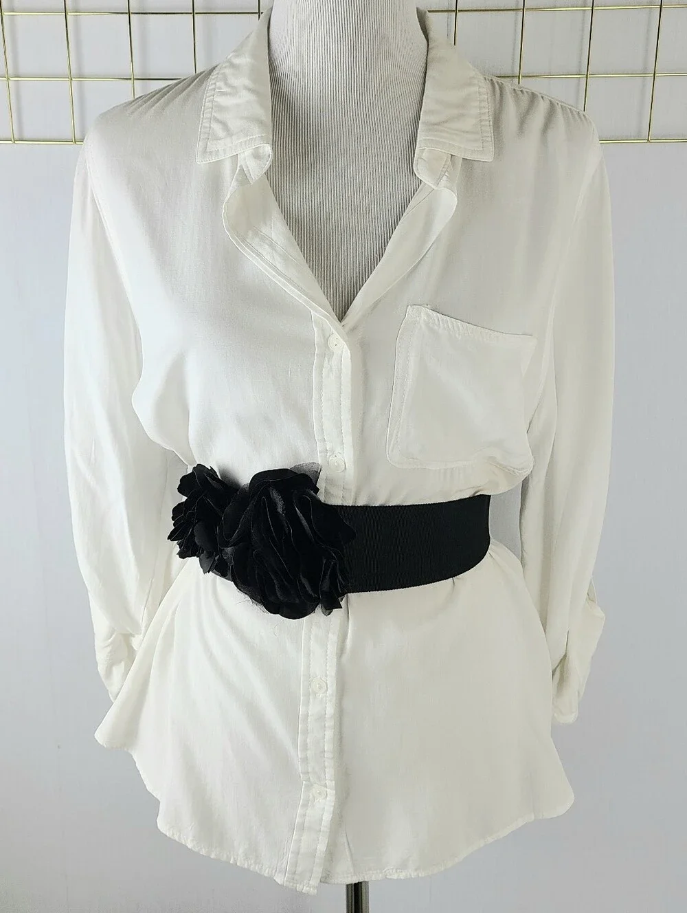 White House Black Market Floral Ribbon Wrap Belt
